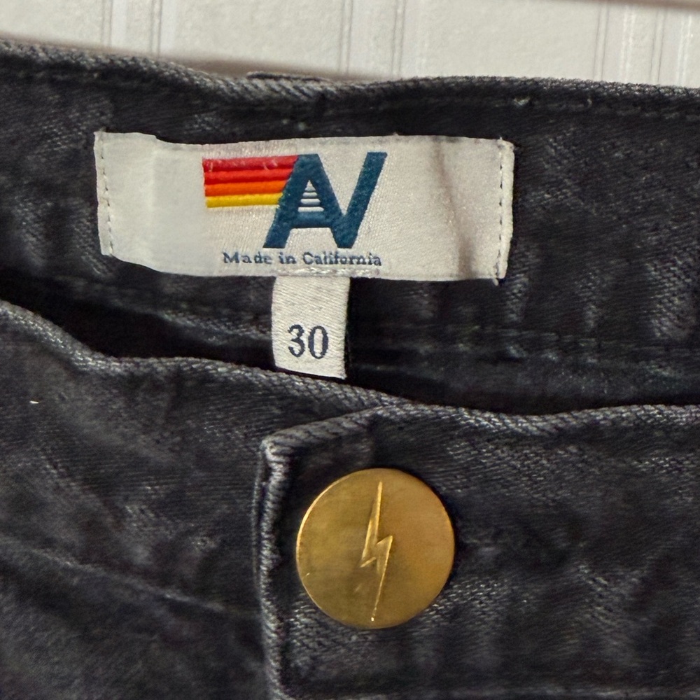 Aviator Nation Black Jeans with Brown Stitching and Multi-Color Patch - Picture 6 of 8